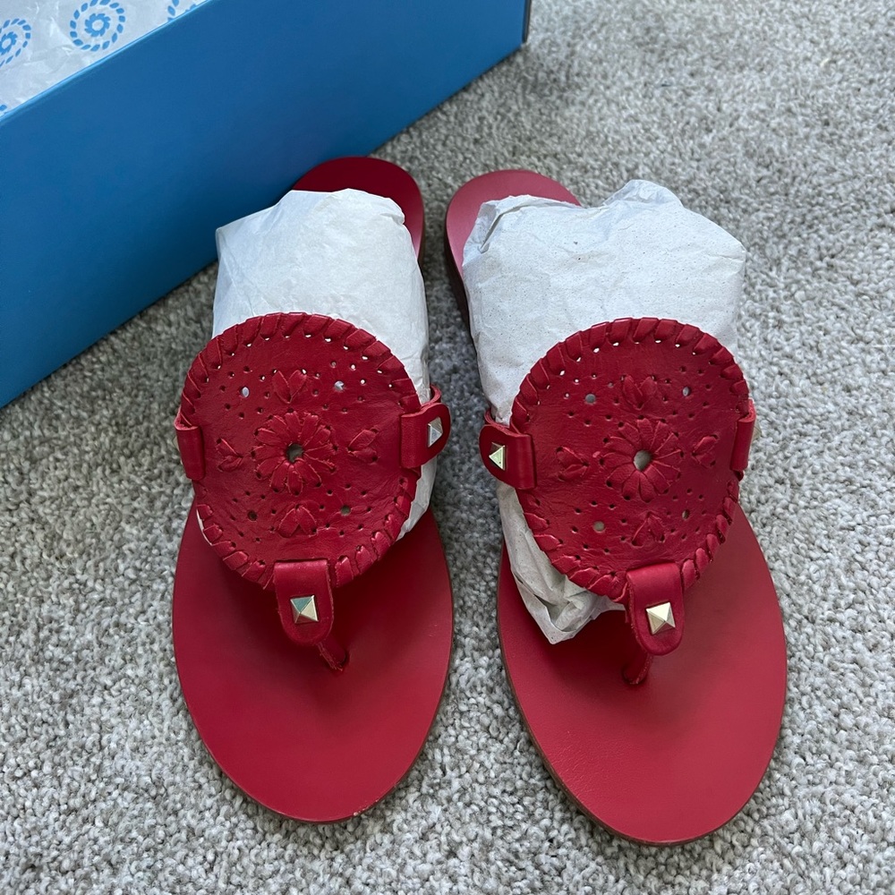 Jack Rogers, Red Georgica sandal, women’s size 7.